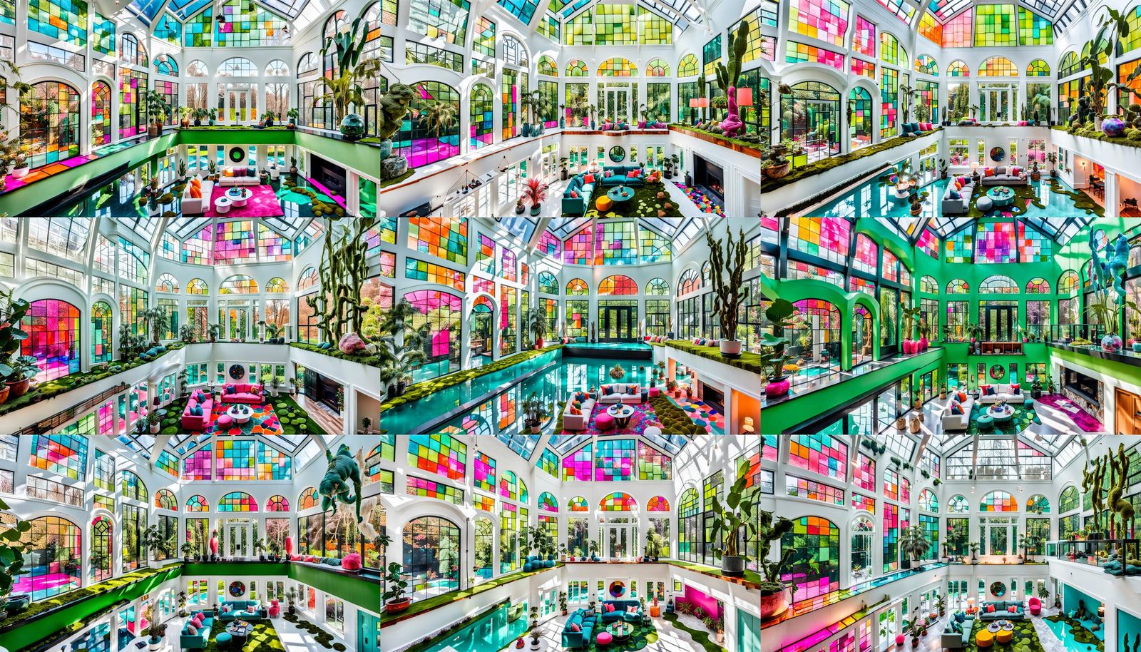 Trendy Conservatory Livingroom with Axolotls and Capybaras