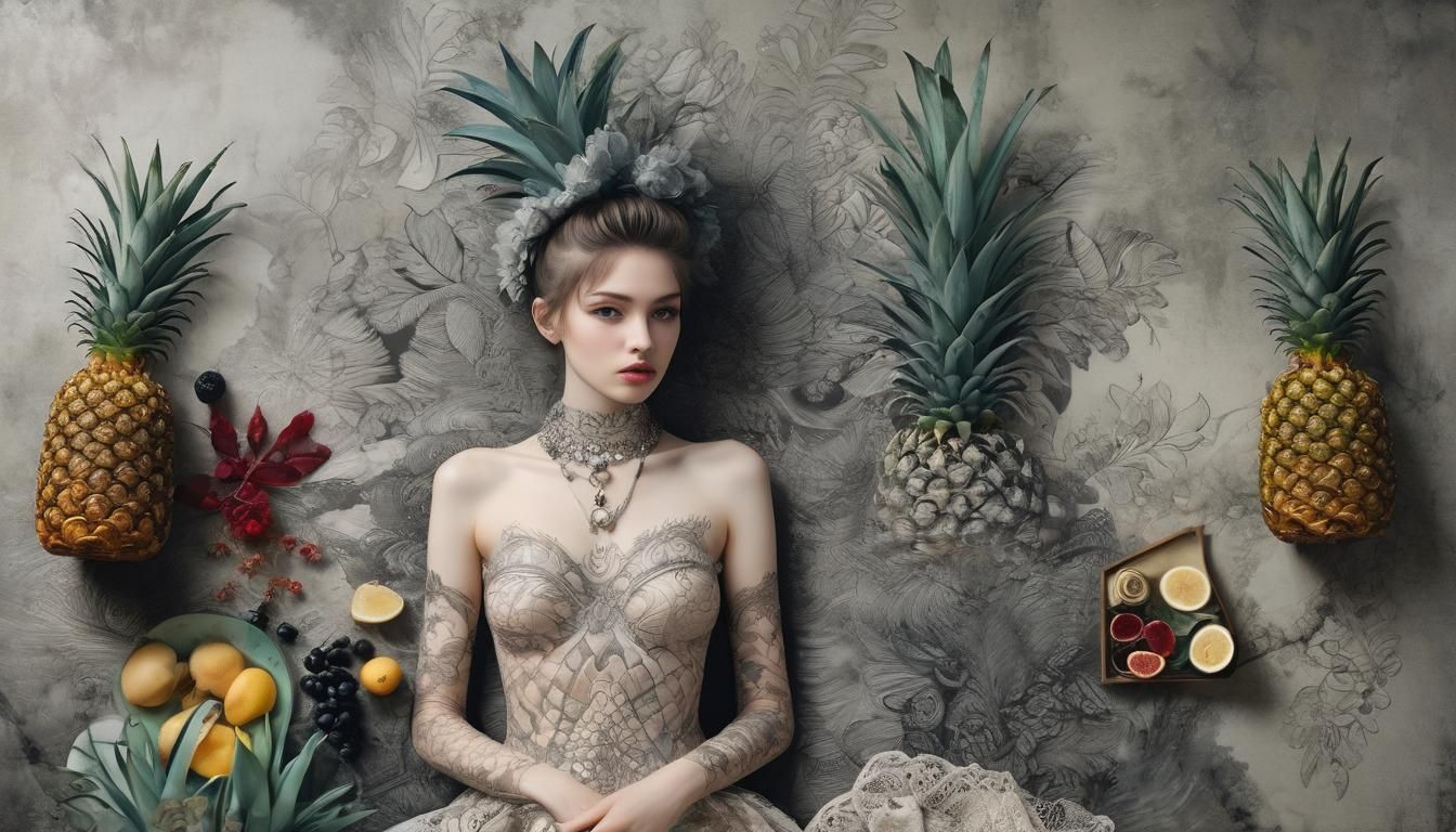 Still Life with Portrait, Zentangle, Foggy, Moody
Pineapple
...