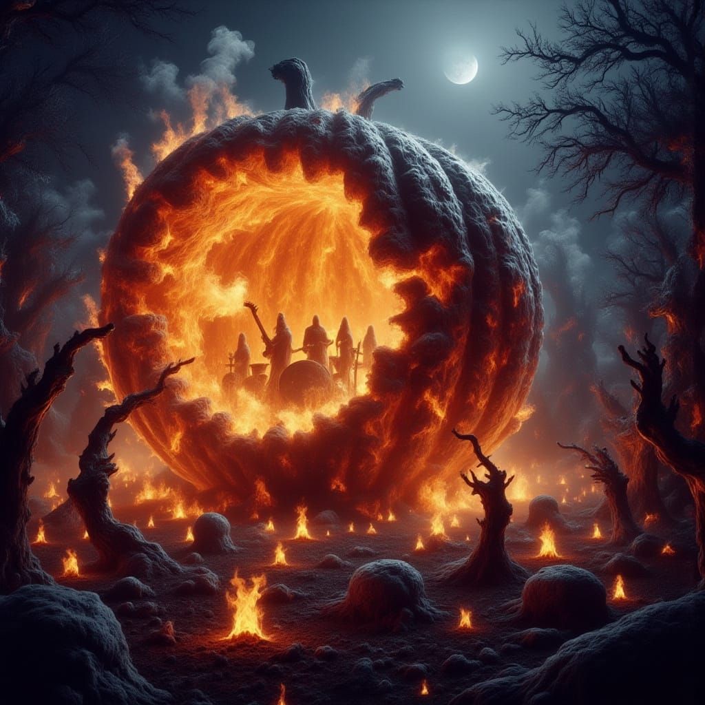 Halloween Rock Concert Inside a Giant Glowing Pumpkin