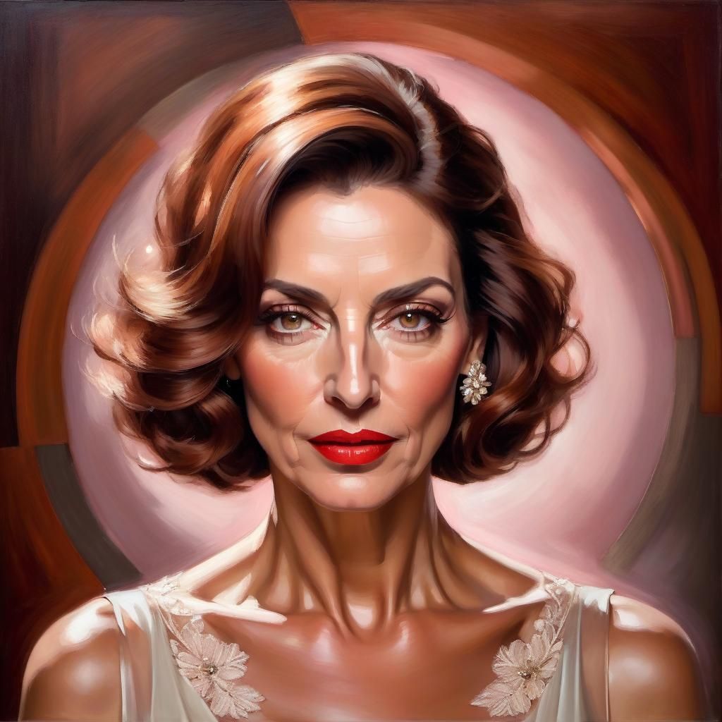 Elegant Oil Portrait of a Woman in Art Deco Style
