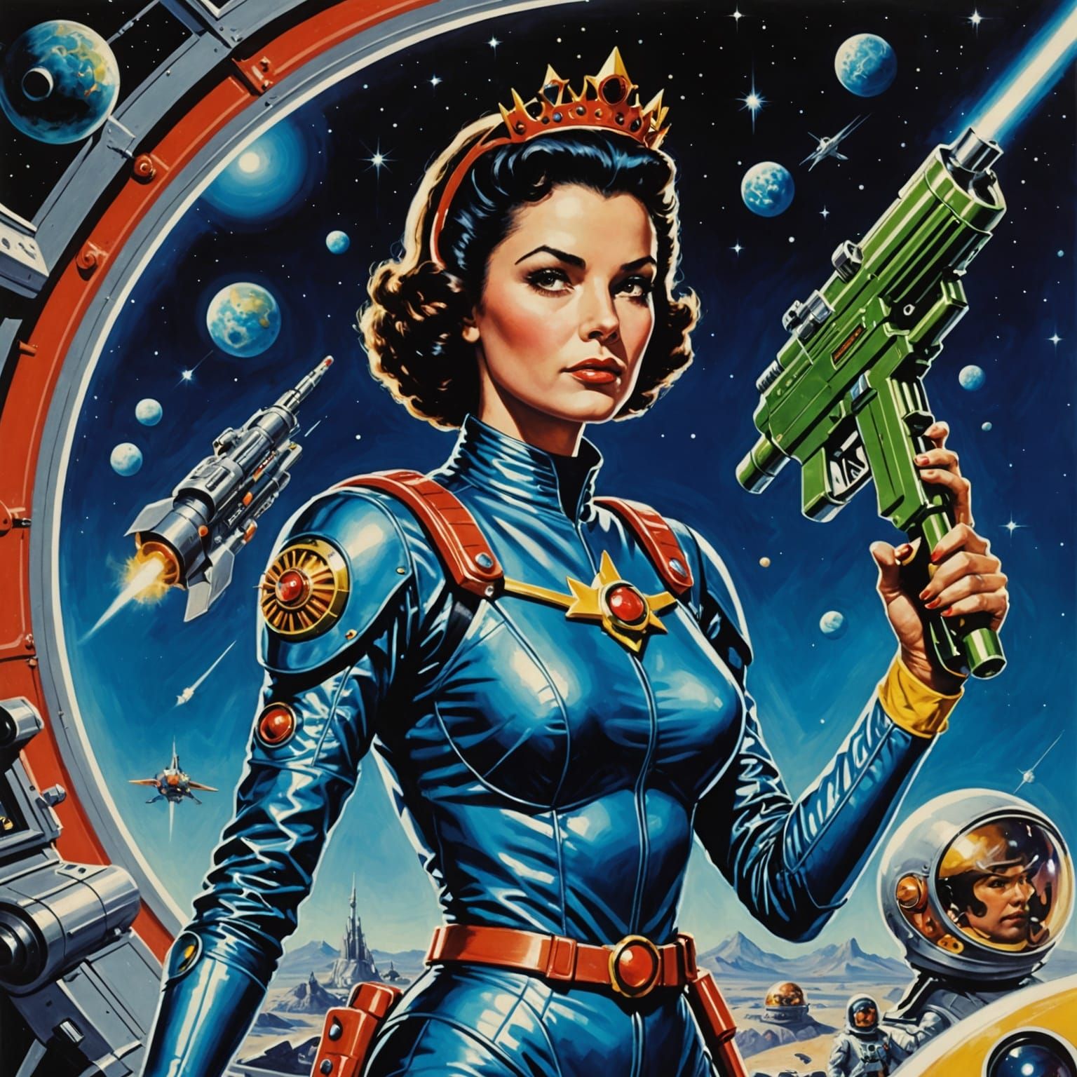 Cosmic Warrior Empress Wields Powerful Ray Gun