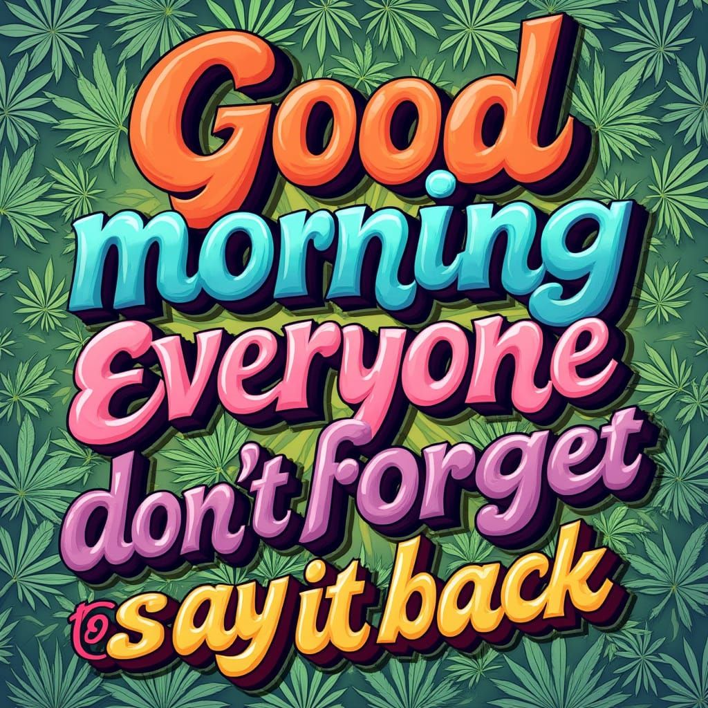 Psychedelic Morning Wallpaper with Vibrant Marijuana Leaf Pa...
