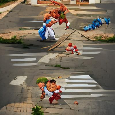 Vibrant Street Fighter in Retro Video Game Style