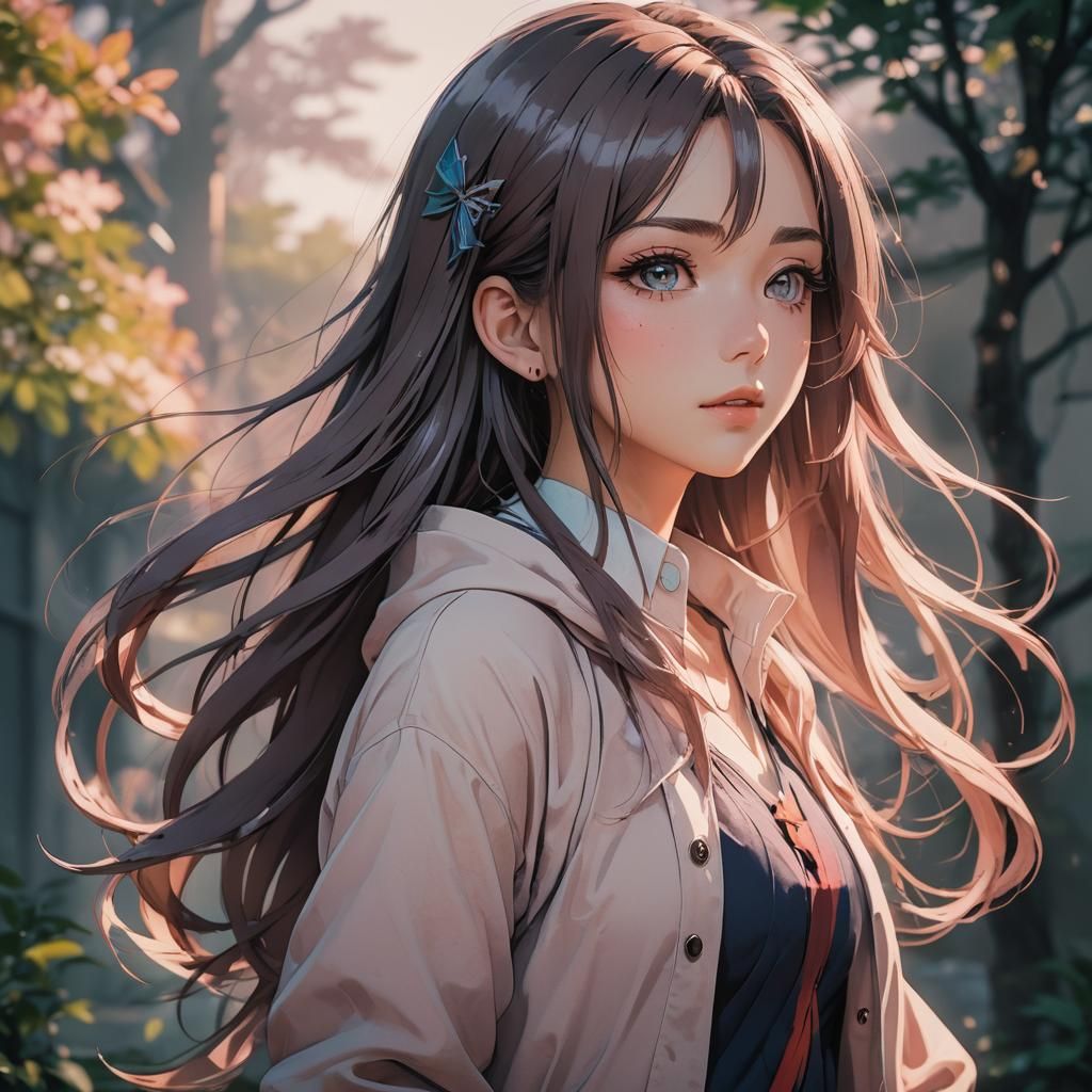 Serene Anime Goddess in Vibrant Manga-Inspired Art