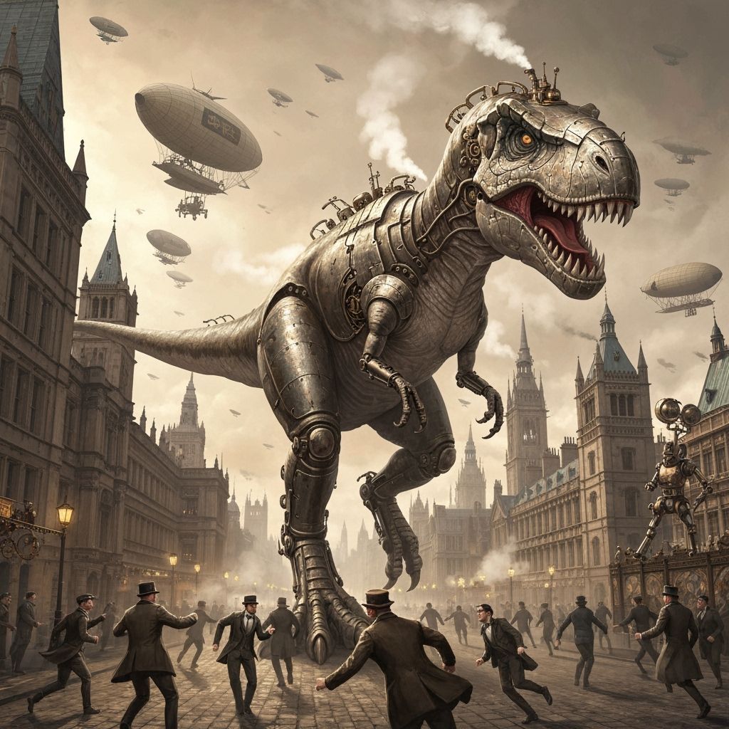 Steampunk T-Rex Stomps Through Victorian London