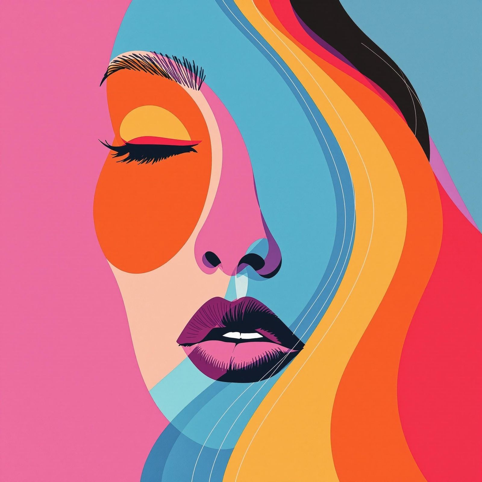 Flat color, color blocking, single line drawing, high contrast, bold and striking design (minimalism:1.5), high-contrast...