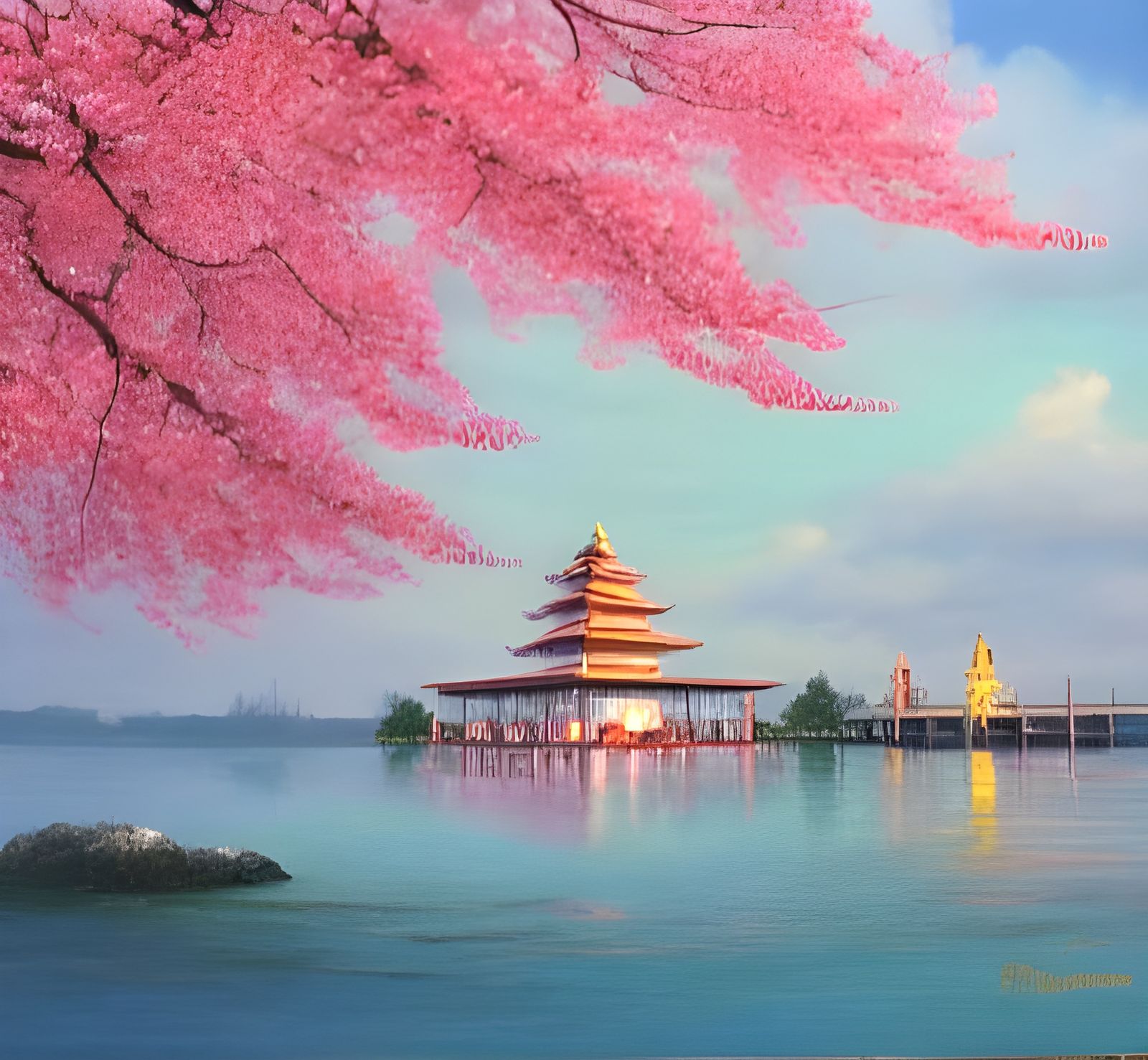 Romantic Oil Painting of Couple at Sunset by Ocean