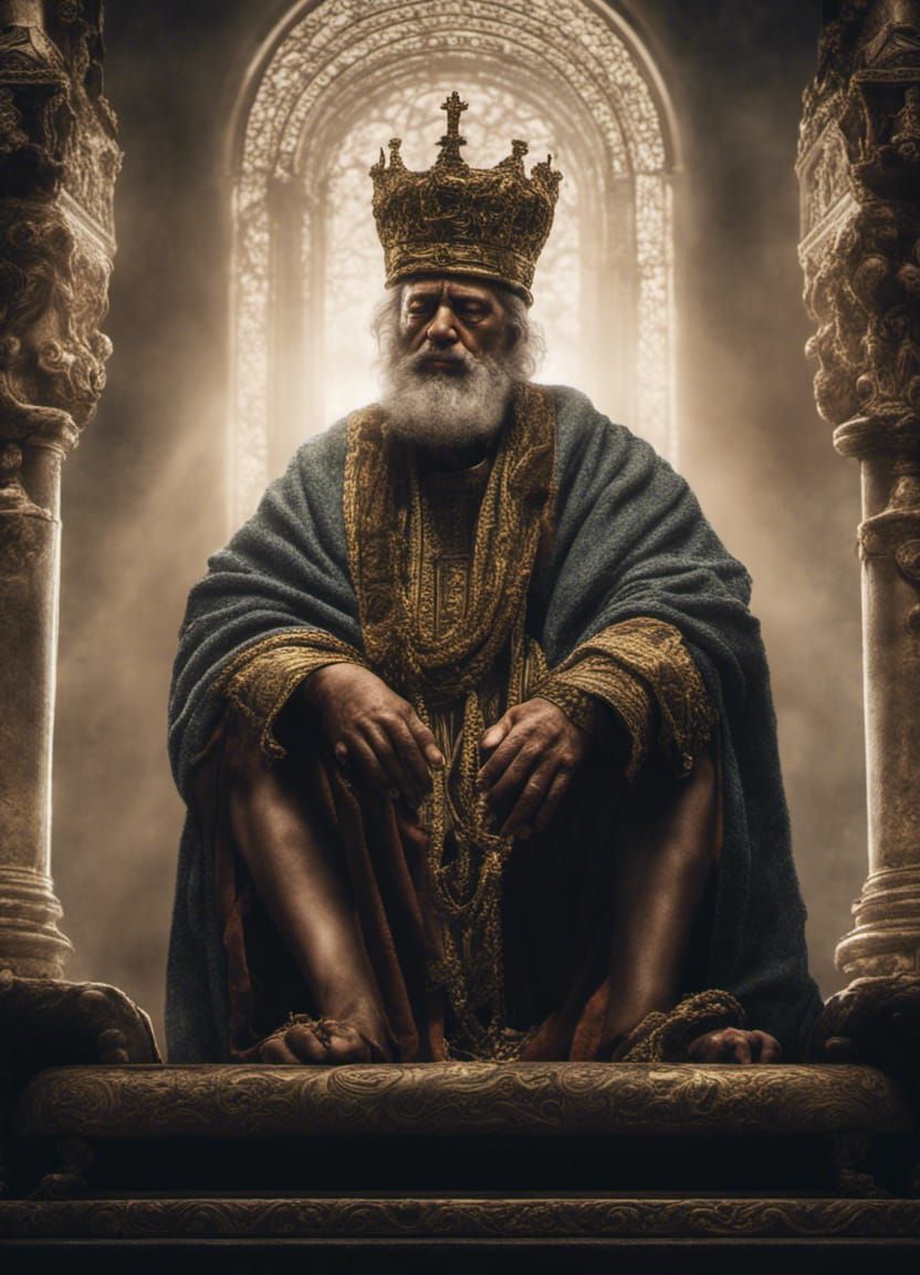 King Solomon in Prayer Amidst Luxurious Opulence