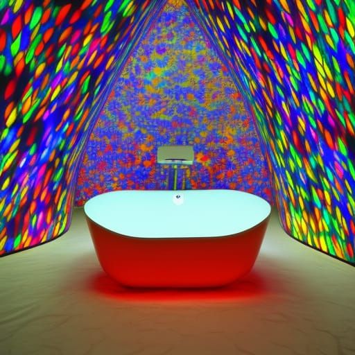 Stained Glass Masterpiece Bathtub in Hyper-Realistic Detail
