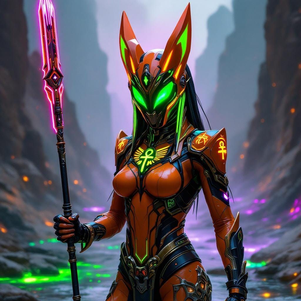 Anubis-Inspired Futuristic Mecha Helmet in Sci-Fi Style