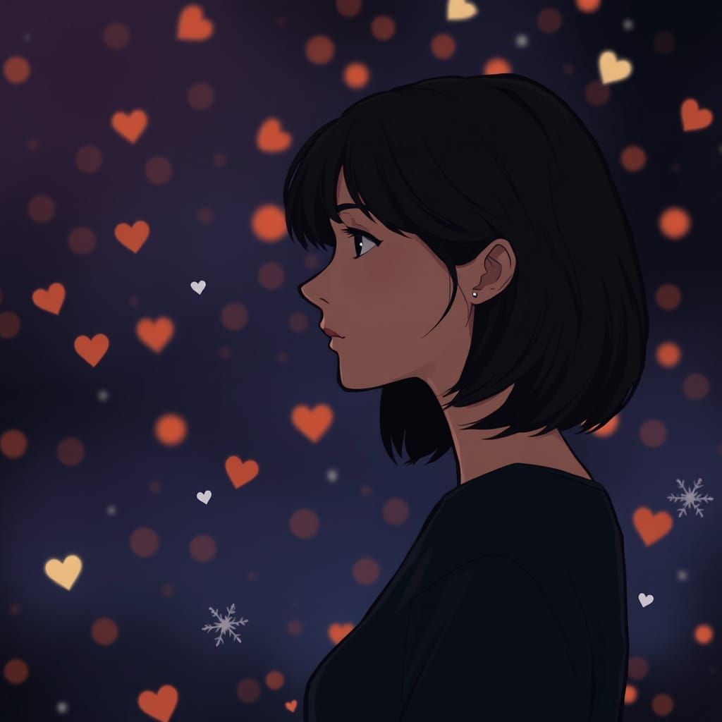 Contemplative Woman in a Dreamy Night Scene