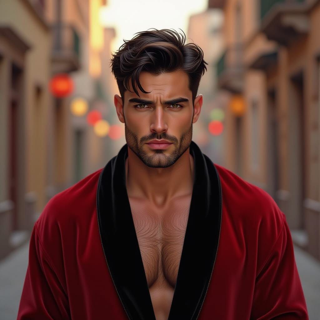 Miserable Man in Velvet Robe: Impressionist Portrait