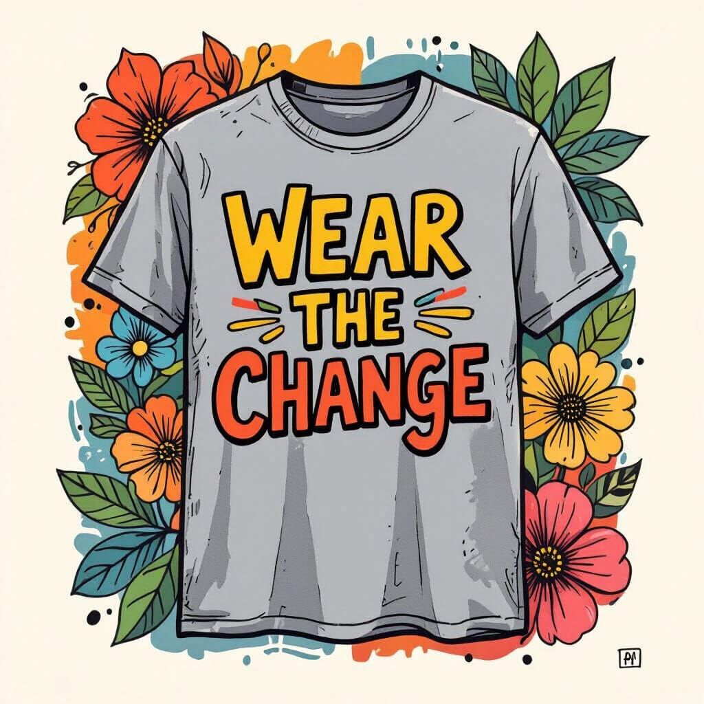 Hand-Drawn Shirt with Slogan in Humanistic Style