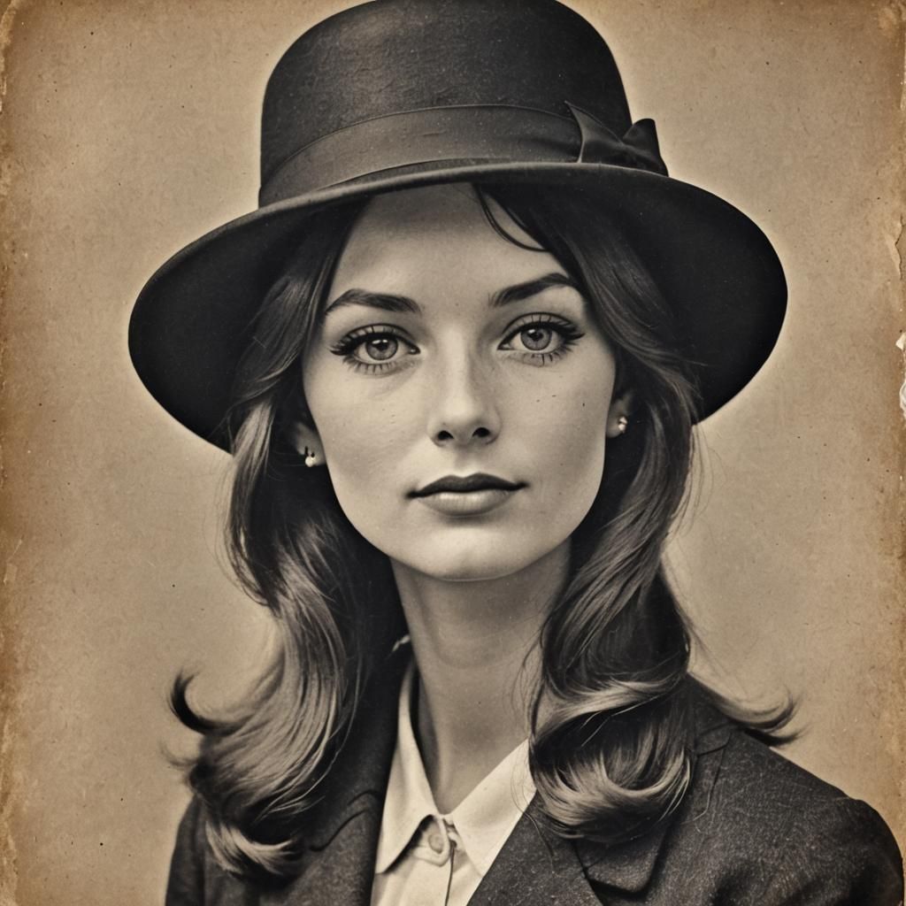 Lady in a Vintage Bowler Hat, Inspired by 1960s Hippie Cultu...