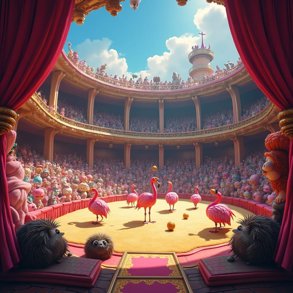 Whimsical Stadium of Croquet Magic in Vibrant Colors