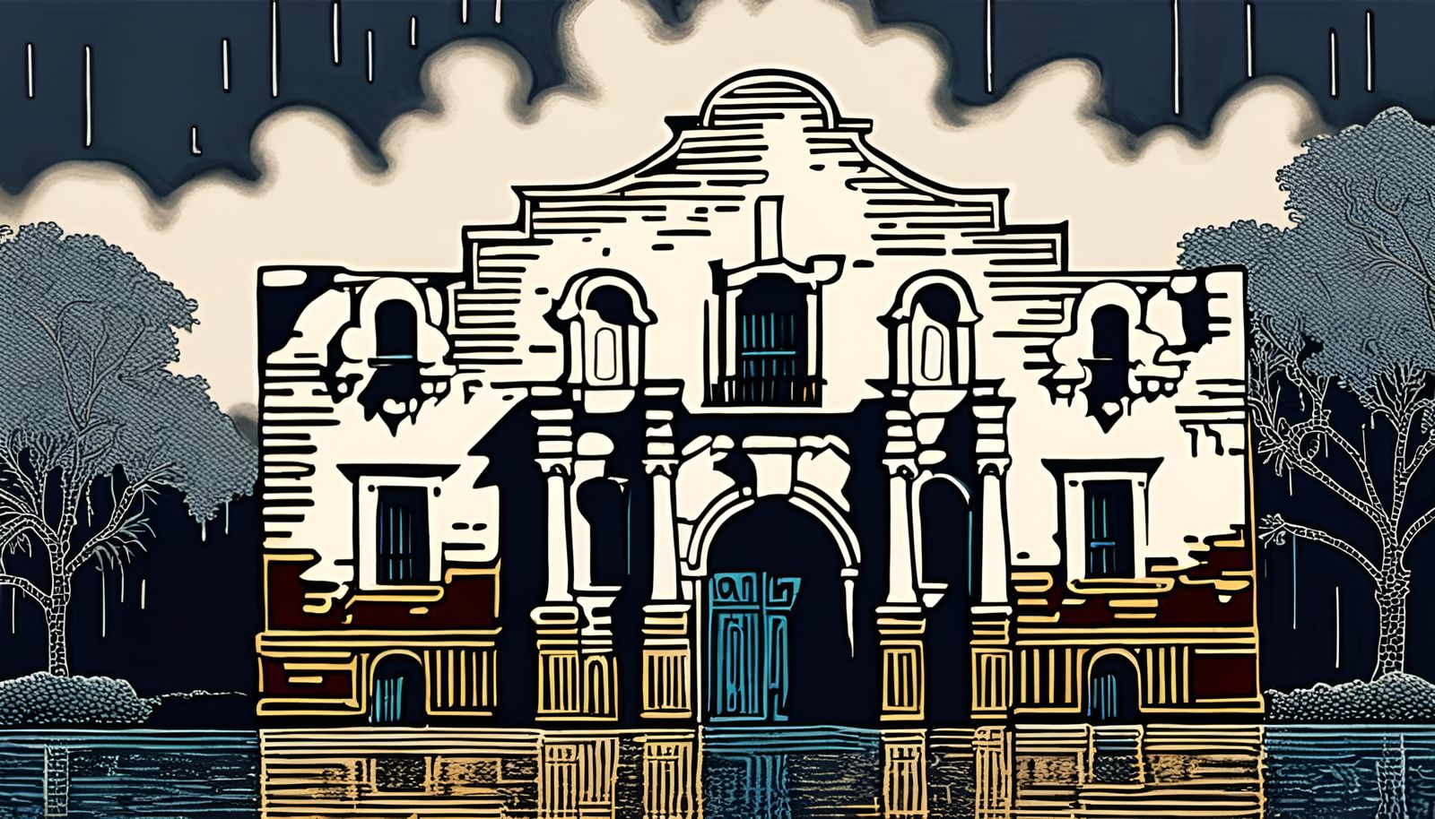 Historic Mission in Monochromatic Despair