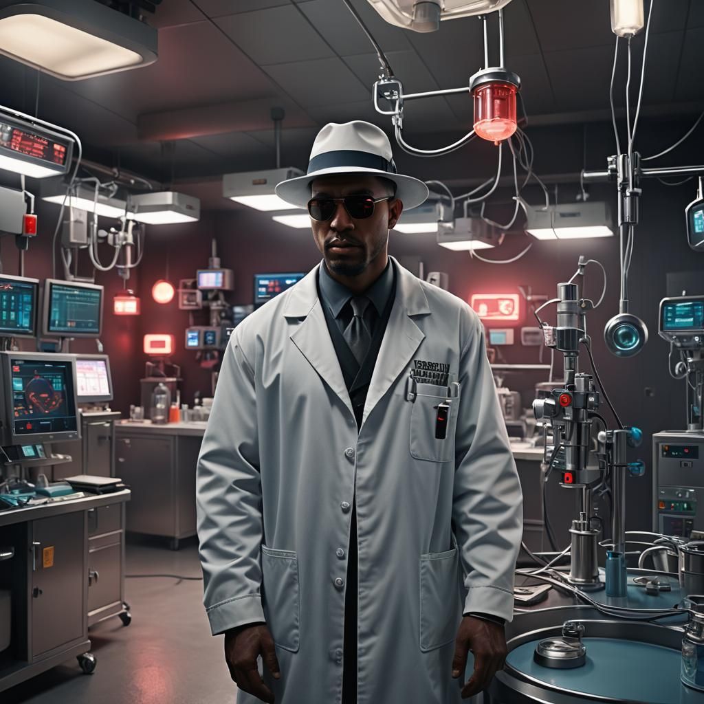 Gangster in Operating Room with Intravenous Fluid Infuser