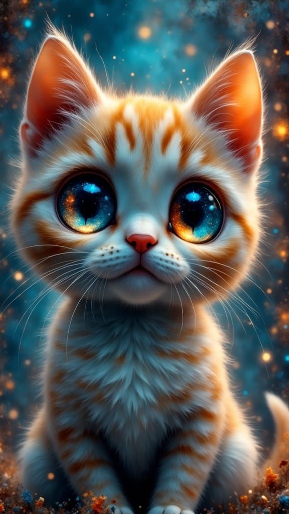 Animated Black Cat with Galaxy Eyes