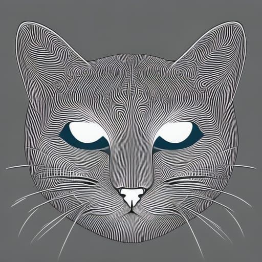 Surreal Fractal Cat in Abstract Vector Style