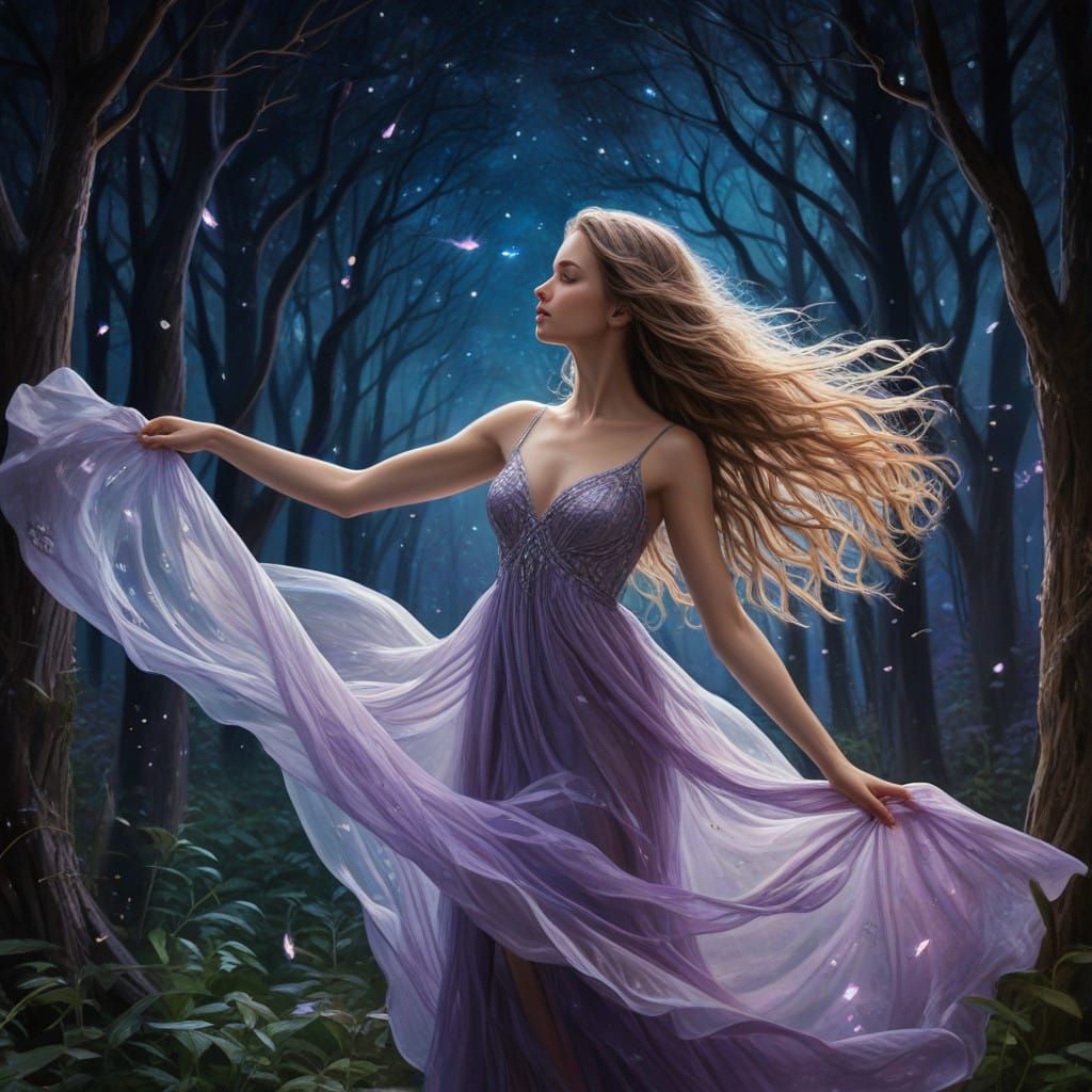 Enchanted Moonlit Goddess in Ethereal Aura
