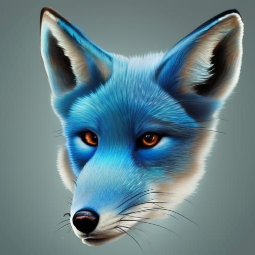 Vibrant Blue Fox with Intricate Details
