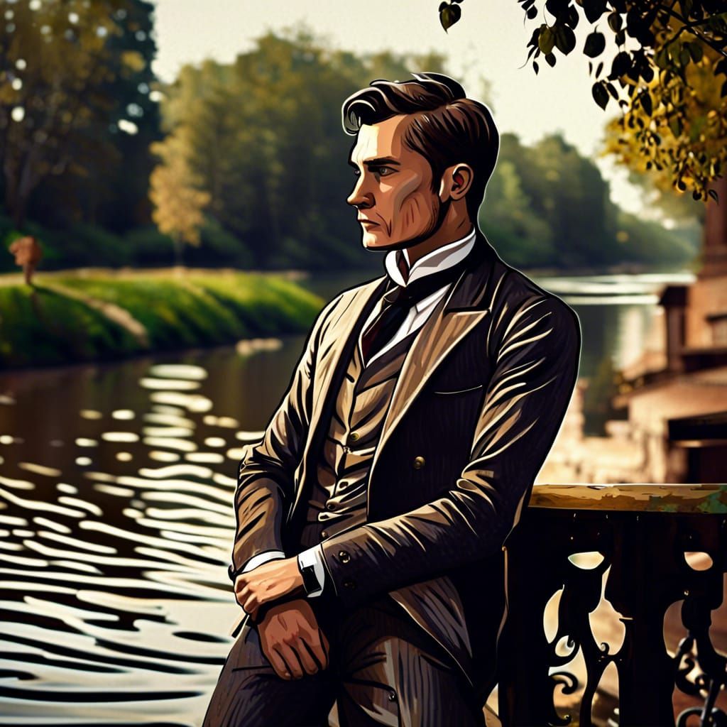 A Victorian Gentleman Contemplates the River