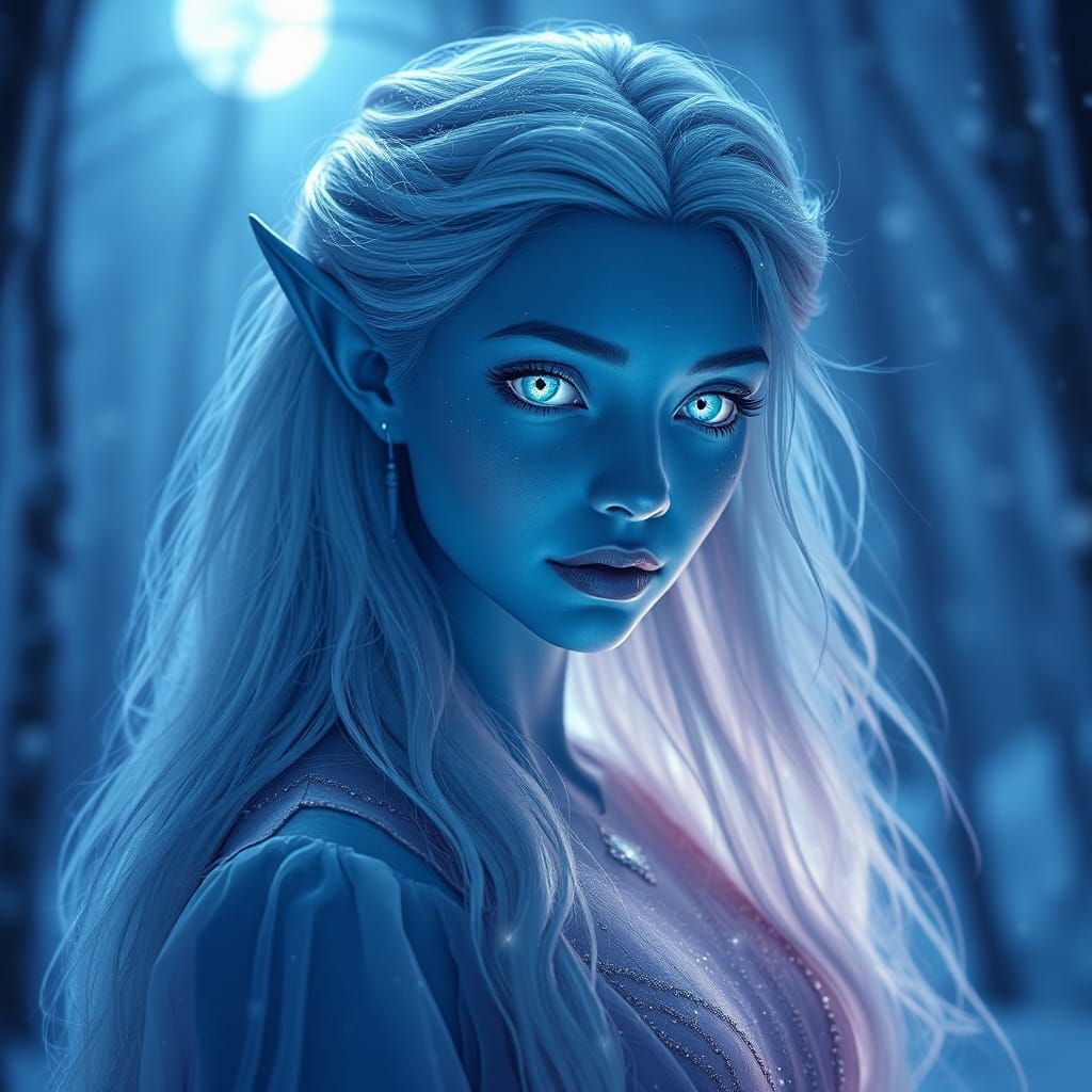 elf woman in moonlight