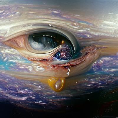 Surreal Cosmic Landscape in Impressionist Oil Painting