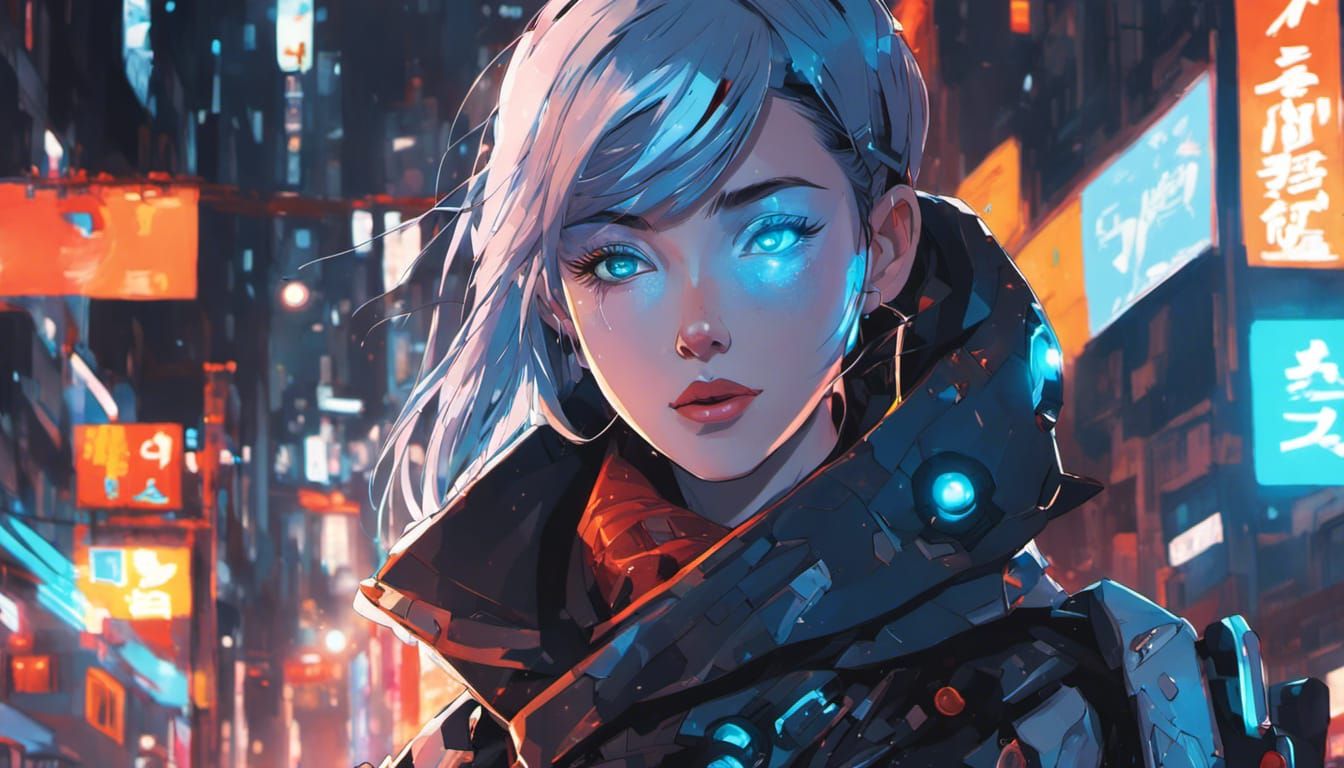 Cyberpunk Woman in Techwear Chic