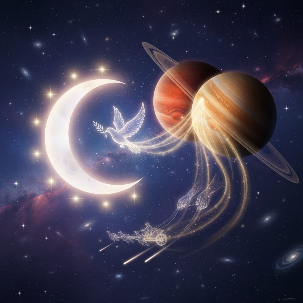 Cosmic Alignment: Jupiter, Mars, Moon, and Stars