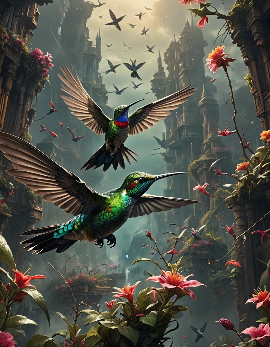 Epic Digital Warrior in a Vibrant Atmospheric Landscape