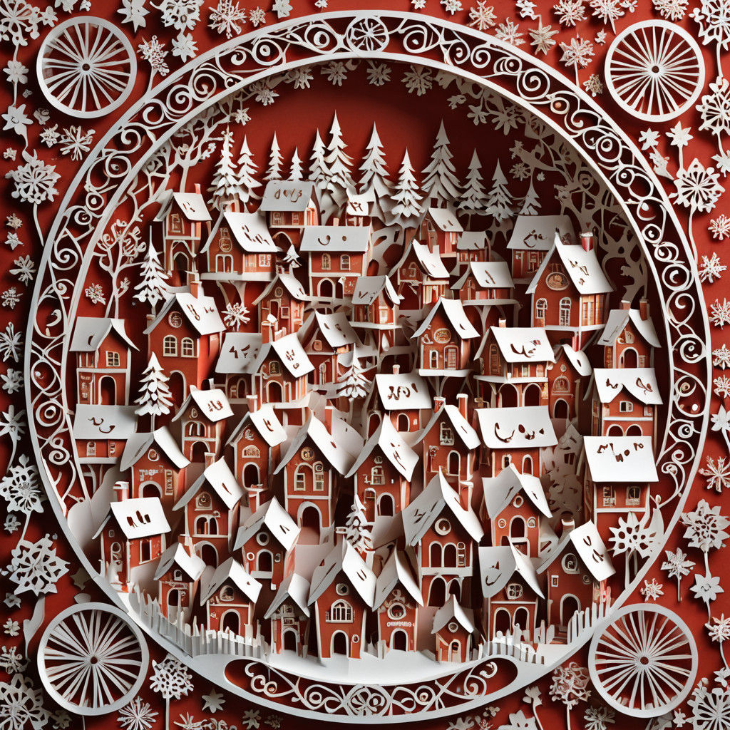 Stunning Kirigami Christmas Village Made from Folded Paper