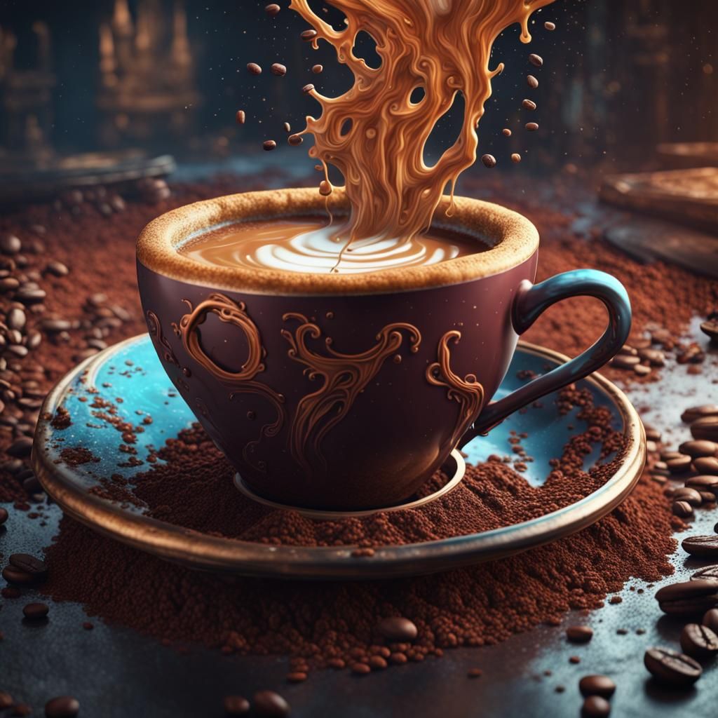 Fantastical Coffee Oasis in Detailed Matte Painting