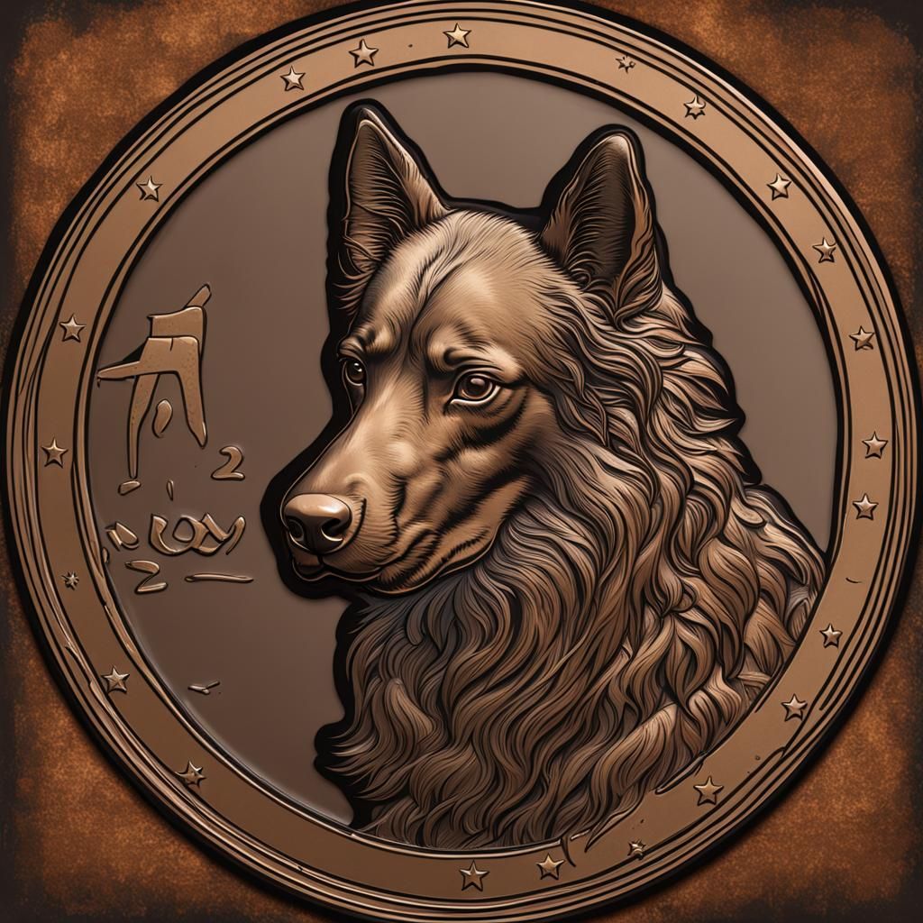 Coin with Canine Ears in Earthy Tones