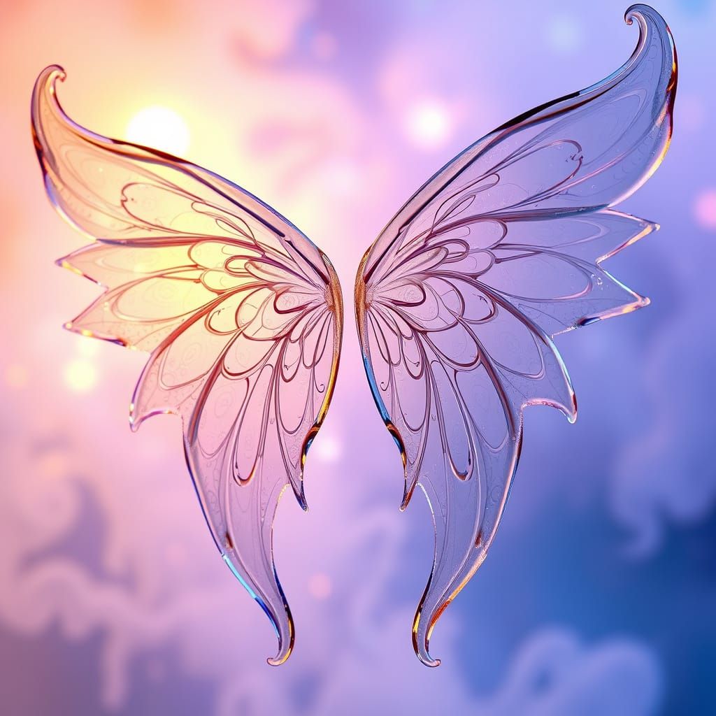 Translucent Glass Wings With Swirling Patterns