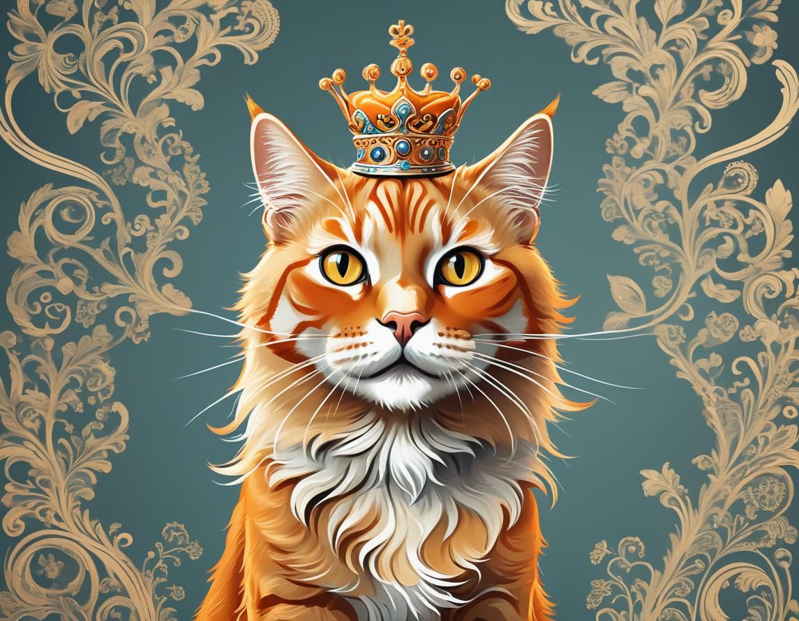 Confident Orange Feline in Toupee