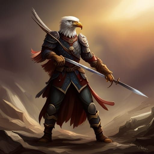 Bald Eagle Warrior Character Illustration