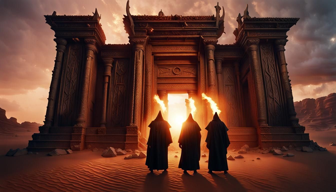 Dilapidated Stygian desert temple