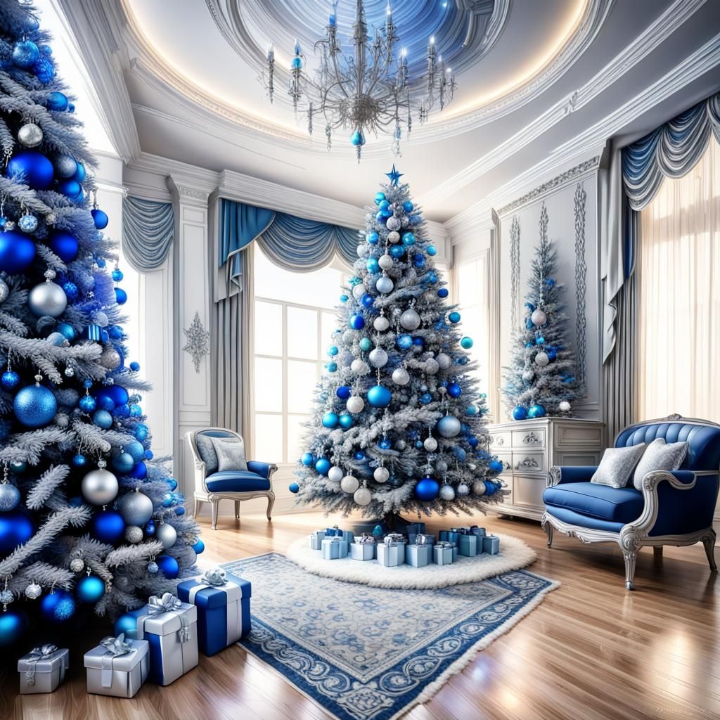 Spectacular Blue and Silver Christmas Decor