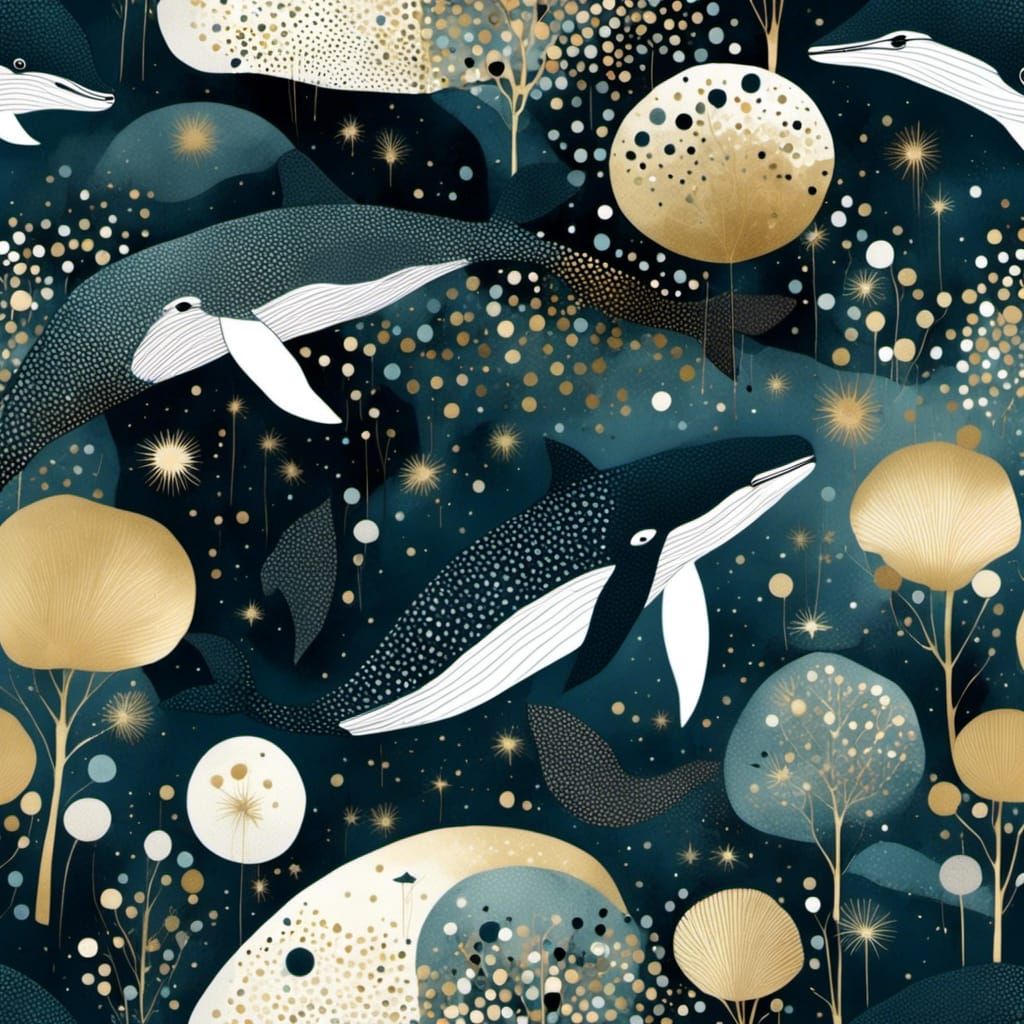 Majestic Whale in Celestial Dance, Evoking a Tactile Dream
