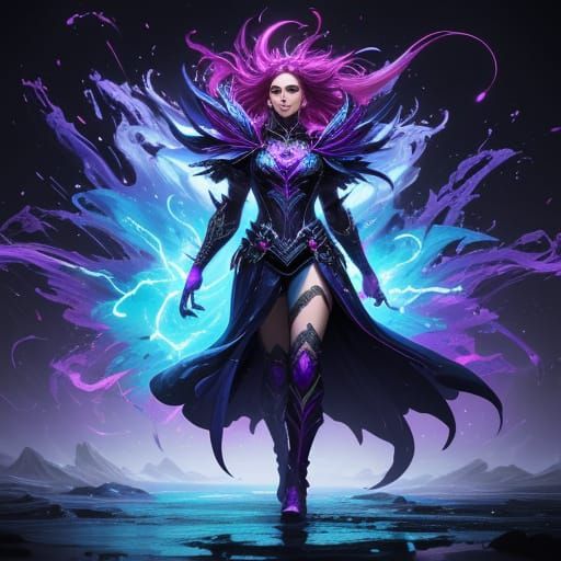 Leila: Vivid Aura Digital Painting with Electric Light