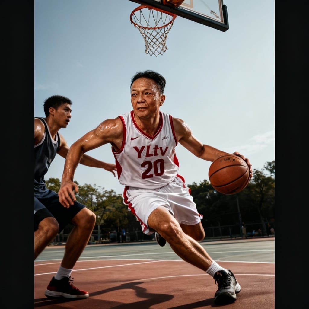 Cinematic Basketball Action: Player Drives to Basket