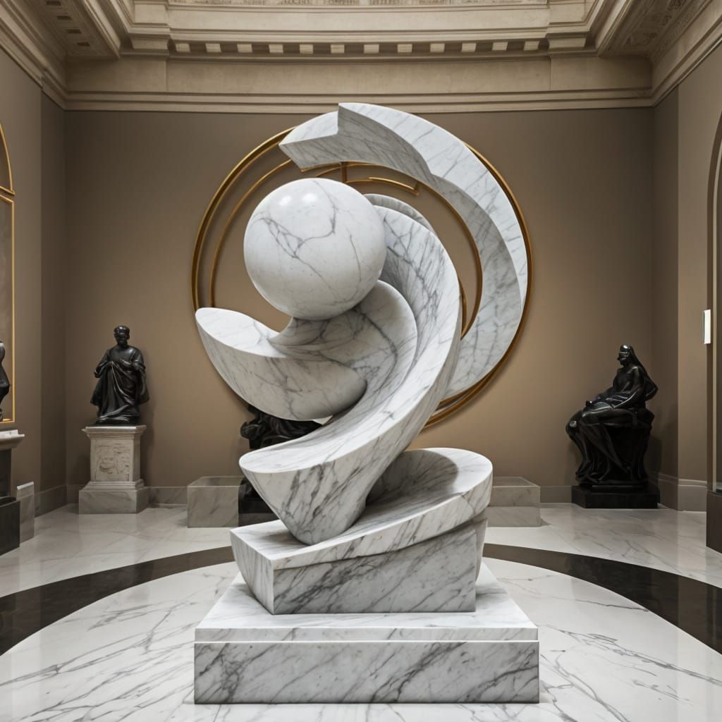 Ethereal Marble Form in Museum Setting