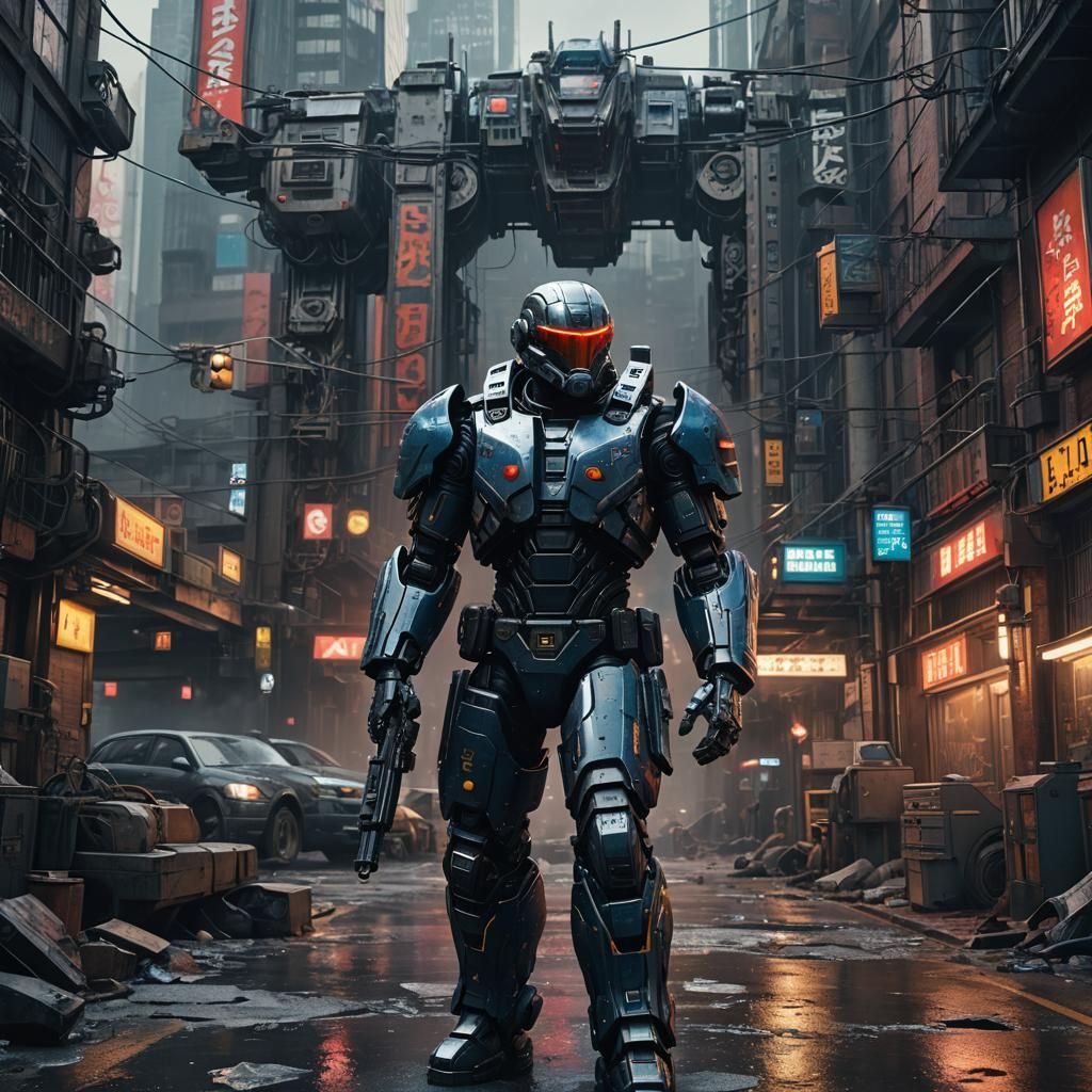 Robo Cop in Vibrant Fantasy Realm