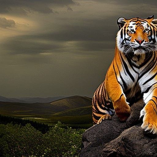 Epic Cinematic Zeus as a Horrifying Tiger Monster in a Storm...