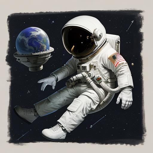 Surreal Astronaut Girl in Company of Friends
