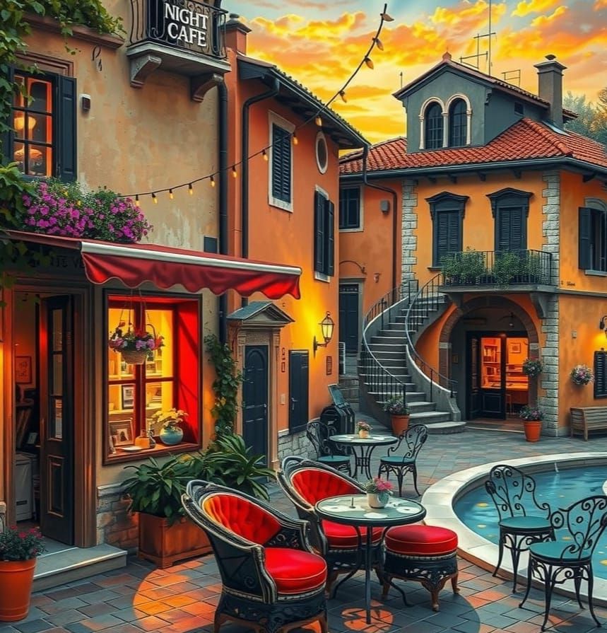 Charming Italian Night Café