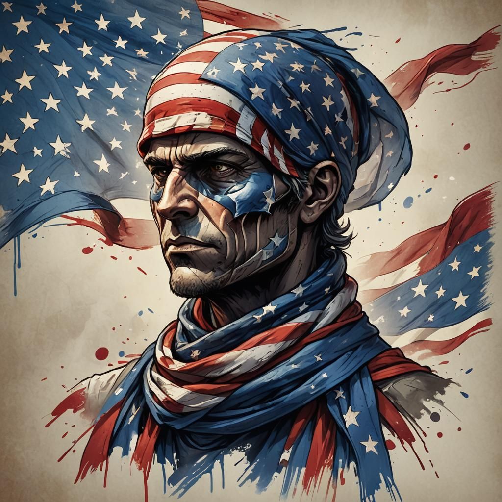 Epic Fantasy American Flag Headpiece in Vibrant Colors