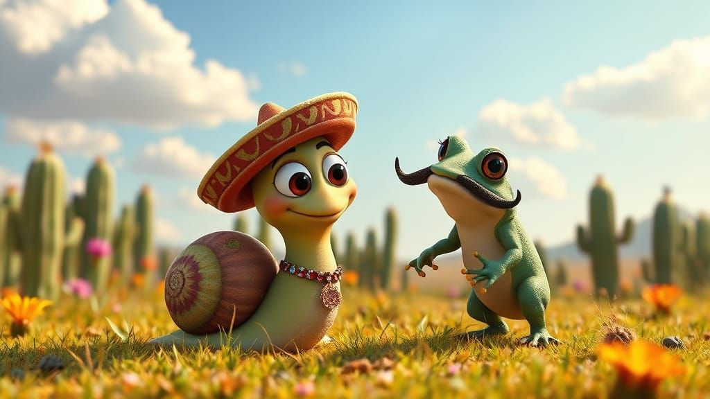 Shelly the Snail Confronts Mustache Frog