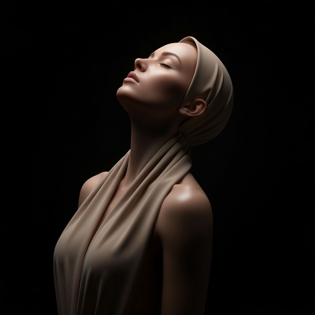 Ethereal Woman Portrait in Dramatic Chiaroscuro Style